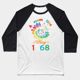 Funny Birthday Quote, Awesome Since May 1968, Retro Birthday Baseball T-Shirt